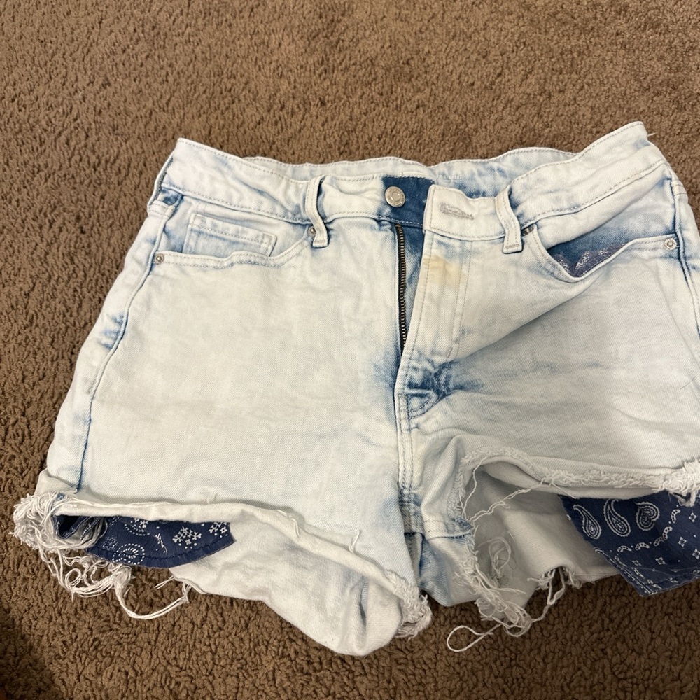 Old Navy Light Wash Denim Shorts with Blue Paisley